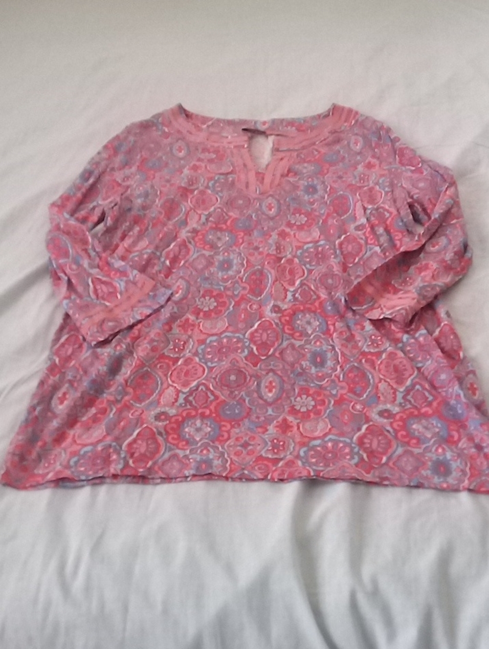 Talbots Pink and Lavender Paisley Tunic Top